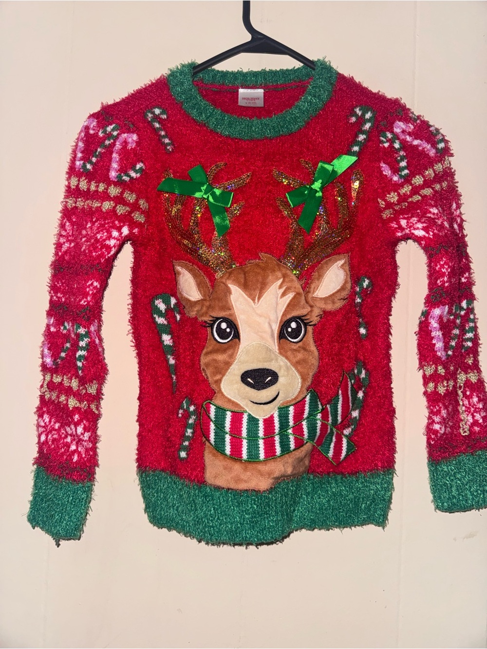 Festive Red Reindeer Holiday Sweater for kids